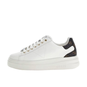 SCARPE GUESS DONNA SNEAKER ELBINA IN PELLE WHITE BROWN FLJELBFAL12