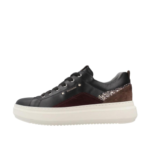 SCARPE NERO GIARDINI DONNA SNEAKER IN PELLE E CAMOSCIO NERO I411592D100