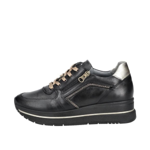 SCARPE NERO GIARDINI DONNA SNEAKER PELLE PLATFORM NERO I411555D100