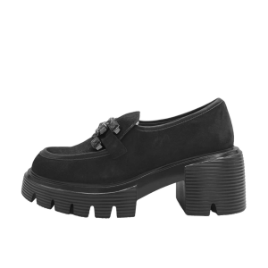 SCARPE DONNA JEANNOT MOCASSINO IN CAMOSCIO E CAVALLINO NERO SJ654M