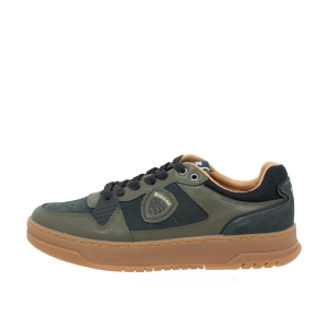 SCARPE BLAUER UOMO SNEAKER HARPER IN PELLE E CAMOSCIO MILITARY BKACK F4HARPER09LES